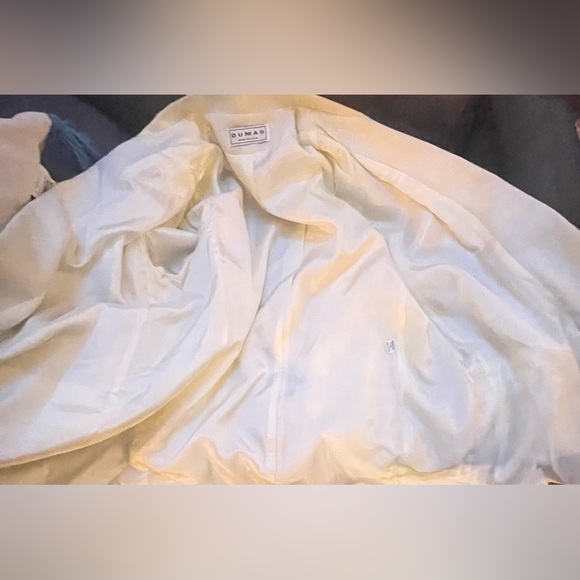 Dumas Vintage Women's Blazer White with One Button From 80's Of 90's Size L - Picture 6 of 9